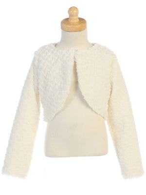 Girls’ Textured Knit Bolero Cardigan - White, Black, Ivory