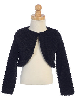 Girls’ Textured Knit Bolero Cardigan - White, Black, Ivory