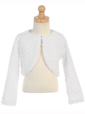 Girls’ Textured Knit Bolero Cardigan - White, Black, Ivory
