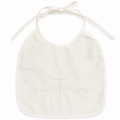 100% Raw Silk Bib with Embroidered Cross