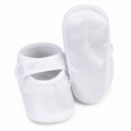 Girls Satin Bootie with Lace & Embroidered Cross- Sizes 6-14 months)