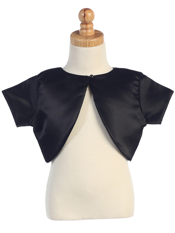 Satin Bolero with Pearl Closure - White, Black, Ivory, Light Pink