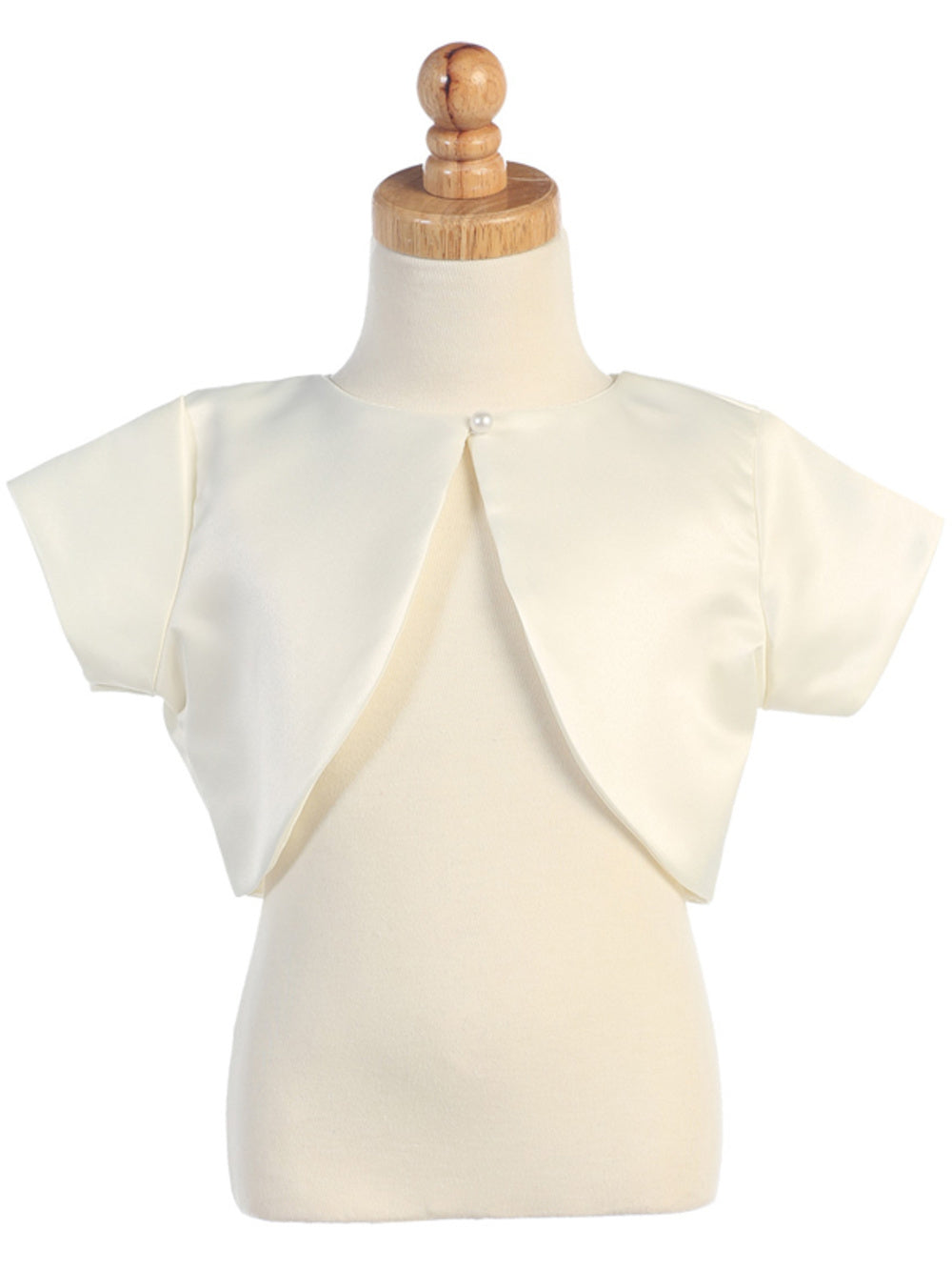 Satin Bolero with Pearl Closure - White, Black, Ivory, Light Pink