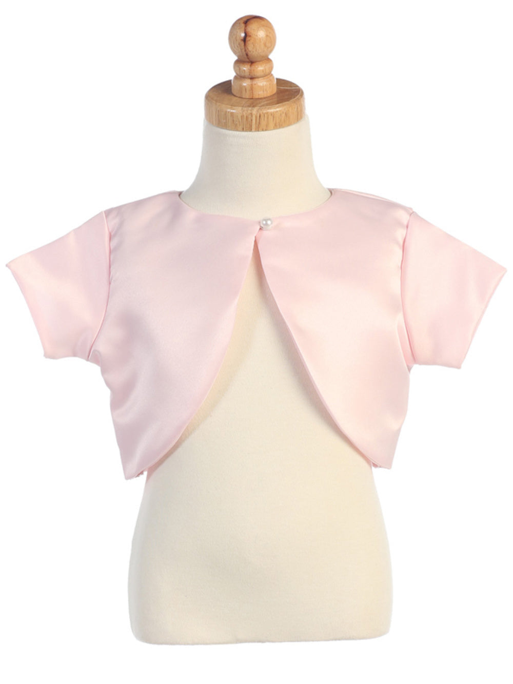 Satin Bolero with Pearl Closure - White, Black, Ivory, Light Pink