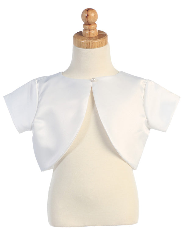 Satin Bolero with Pearl Closure - White, Black, Ivory, Light Pink