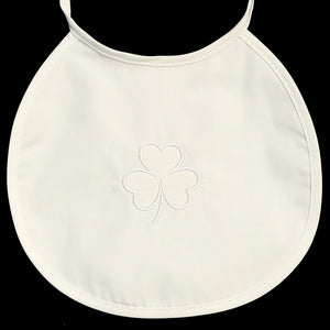 Embroidered Shamrock Christening Bib