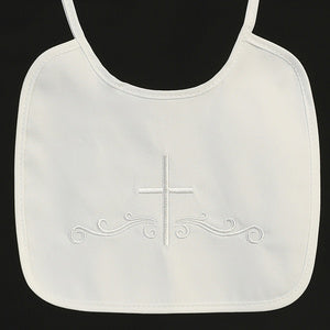 Embroidered Cross Christening Bib