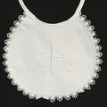 Lace Trim Embroidered Cross Christening Bib