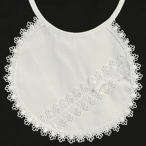 Lace Trim Christening Bib with Cross Appliqué