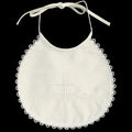 Raw Silk & Lace Embroidered Cross Christening Bib