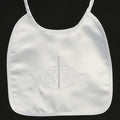 Embroidered Cross Christening Bib