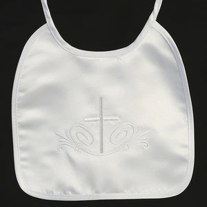 Embroidered Cross Christening Bib
