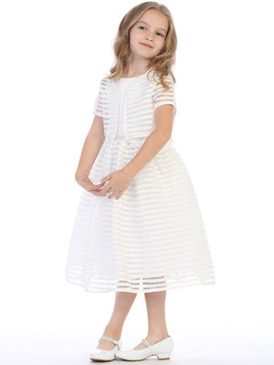 Flower Girl Dress - The Sophia Collection (Sizes 2T-12) - Ivory & Pink