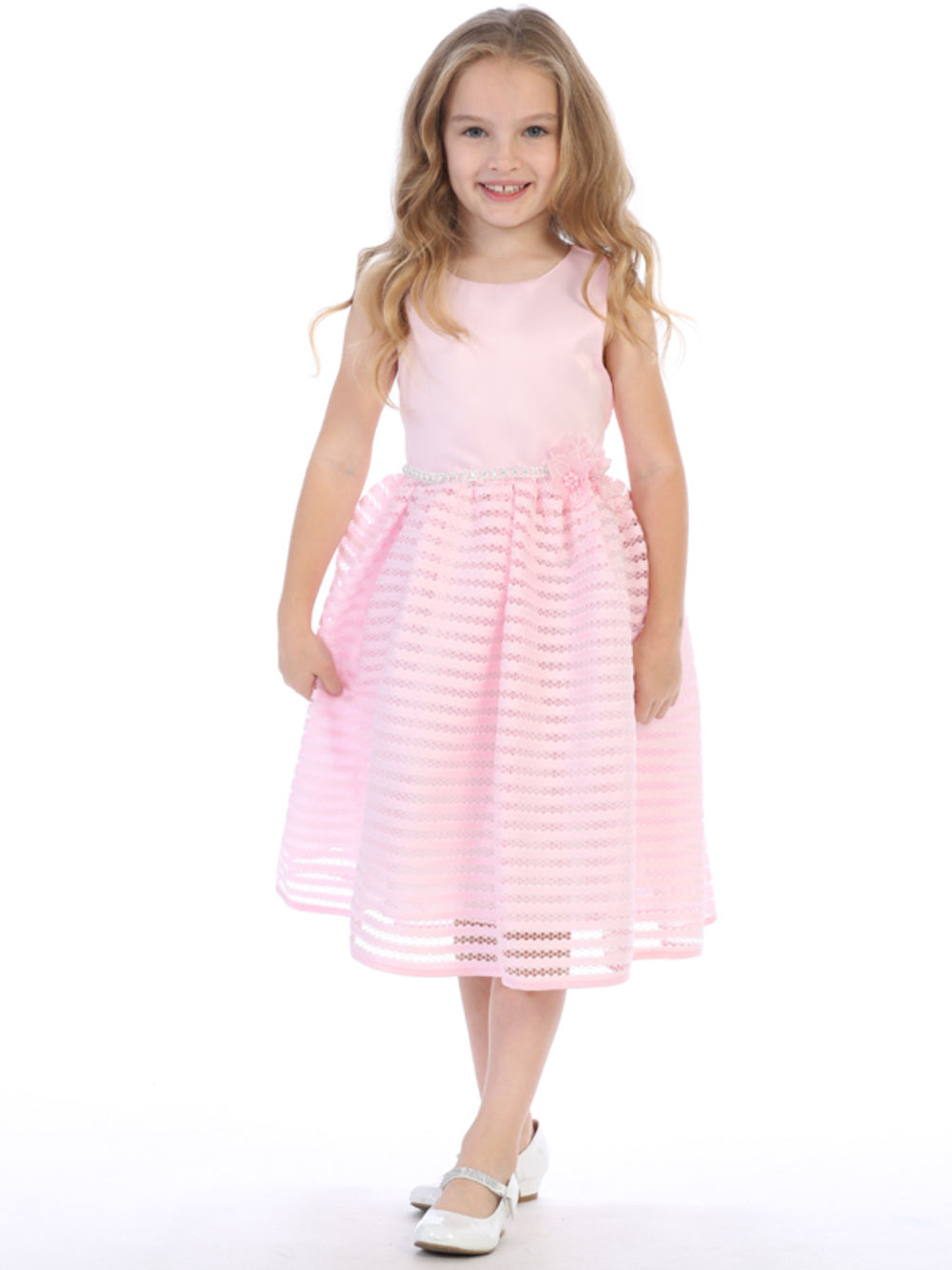 Flower Girl Dress - The Sophia Collection (Sizes 2T-12) - Ivory & Pink