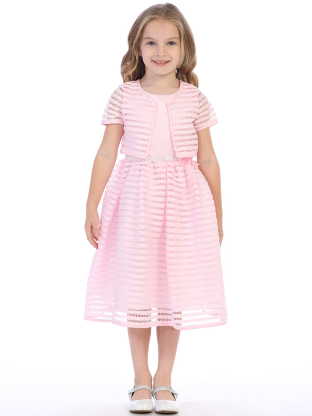 Flower Girl Dress - The Sophia Collection (Sizes 2T-12) - Ivory & Pink