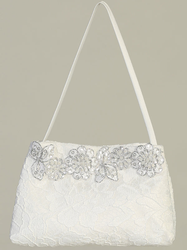 Lace purse with Silver Floral Trim