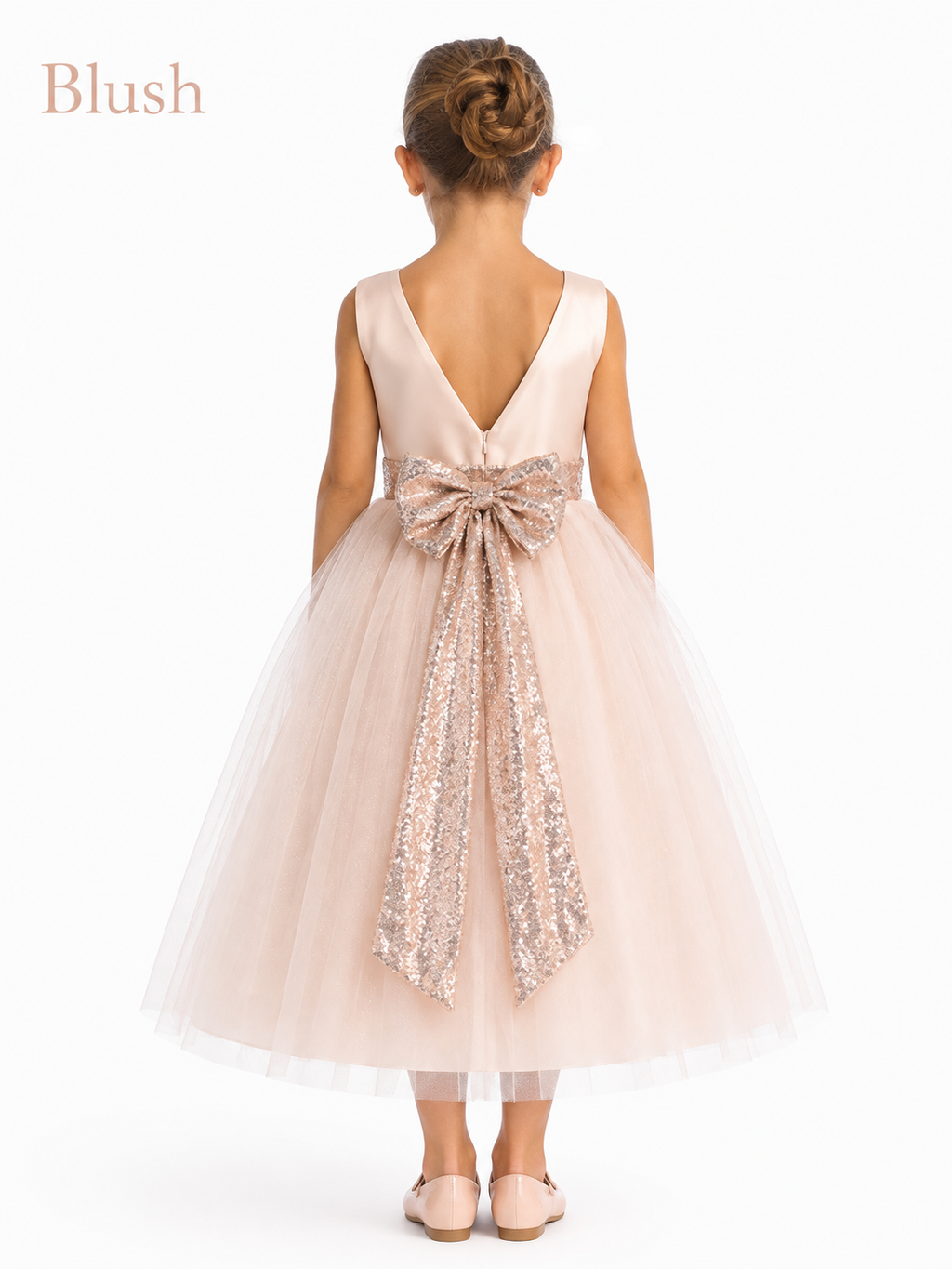 Camilla Girls Dance Dress (Sizes 2 - 10 Years) - Blush, Champagne, Gold, Silver, White