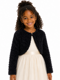 Girls’ Textured Knit Bolero Cardigan - White, Black, Ivory