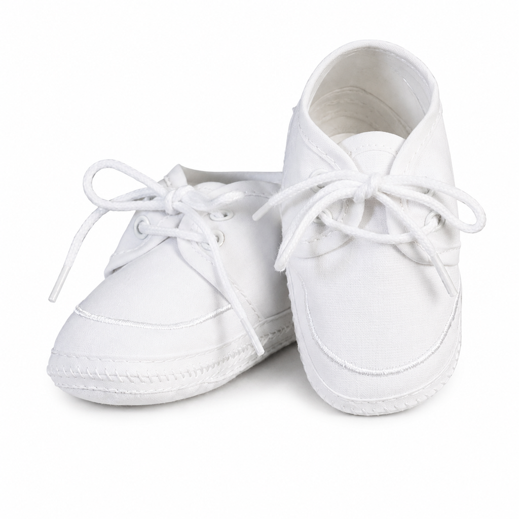 Classic Cotton Lace-Up Christening Shoes (up to 18 months)