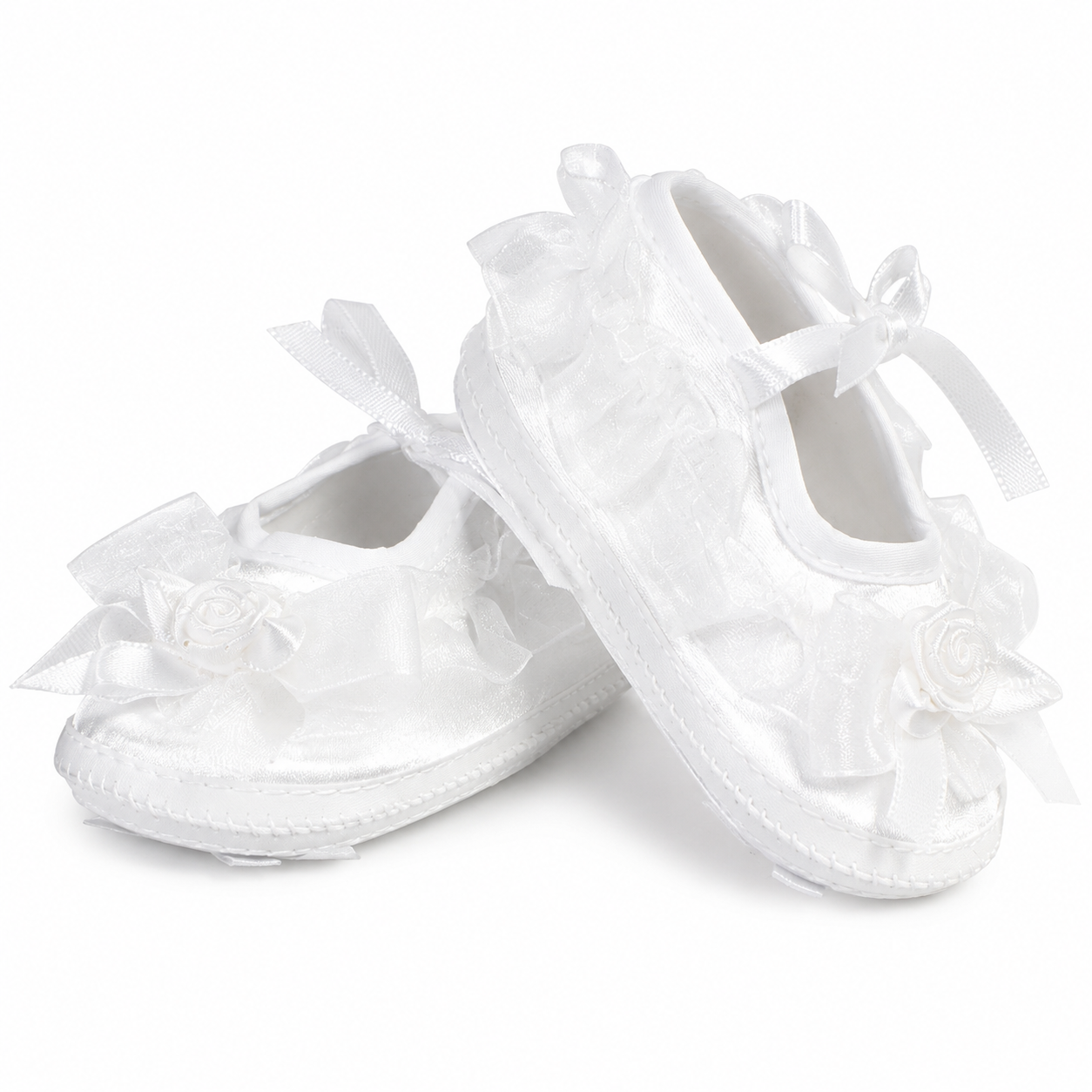 Satin & Organza Christening Shoes  (up to 7 months)