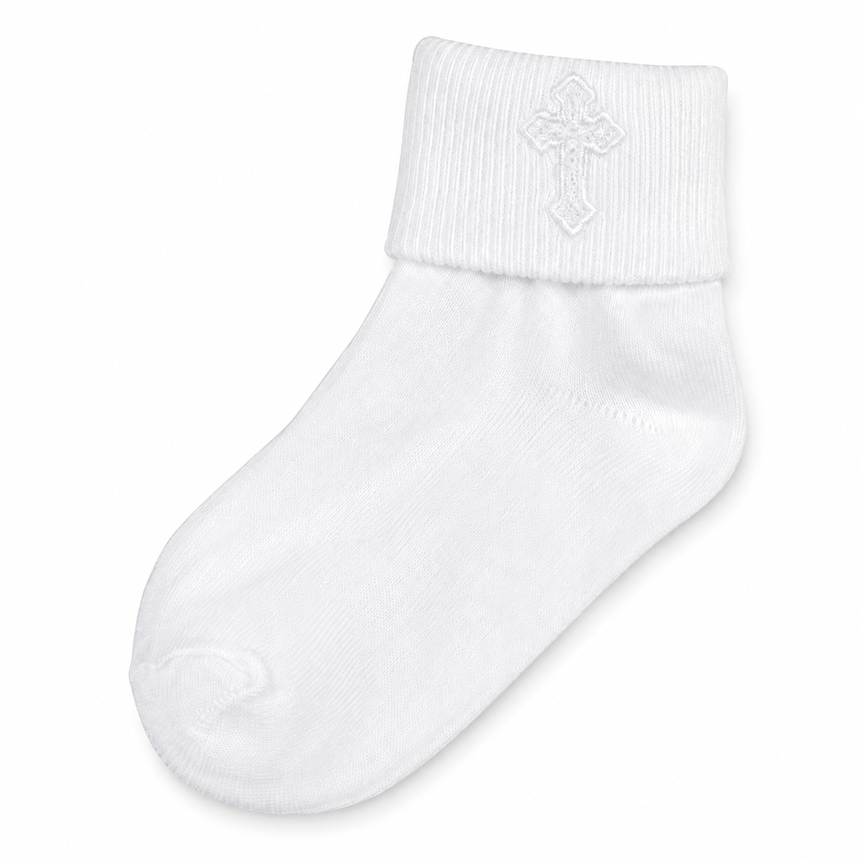 Boy’s Christening Socks with Embroidered Cross