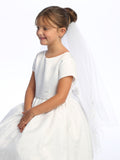 Girls' Two-Tier First Communion Veil with Lace Appliqués
