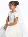 Girls' 30" First Communion Veil with Floral Lace Appliqués
