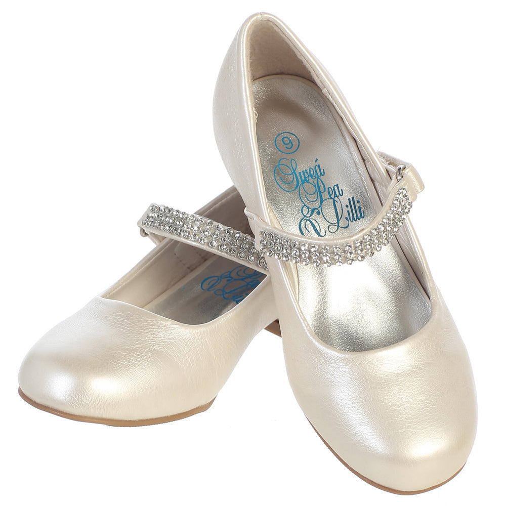 The Mia Shoe (Toddler Size Sizes 9T - Size 5 ) - White, Black Ivory or Silver