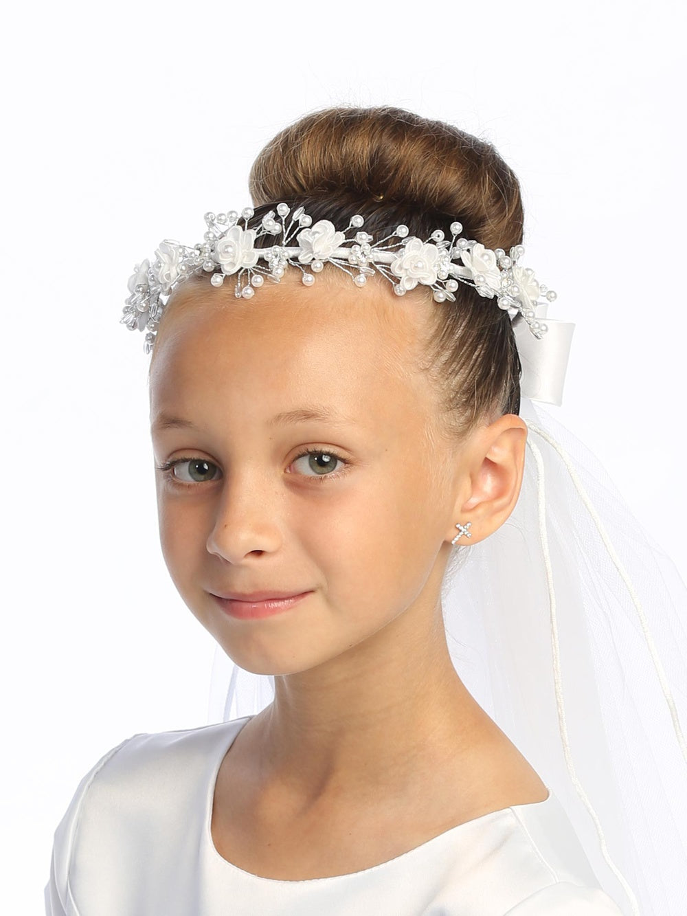 24" Our Lady of Guadalupe Veil with Floral & Beaded Headpiece