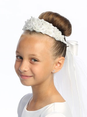 Girls’ 24" Beaded & Rhinestone First Communion Veil