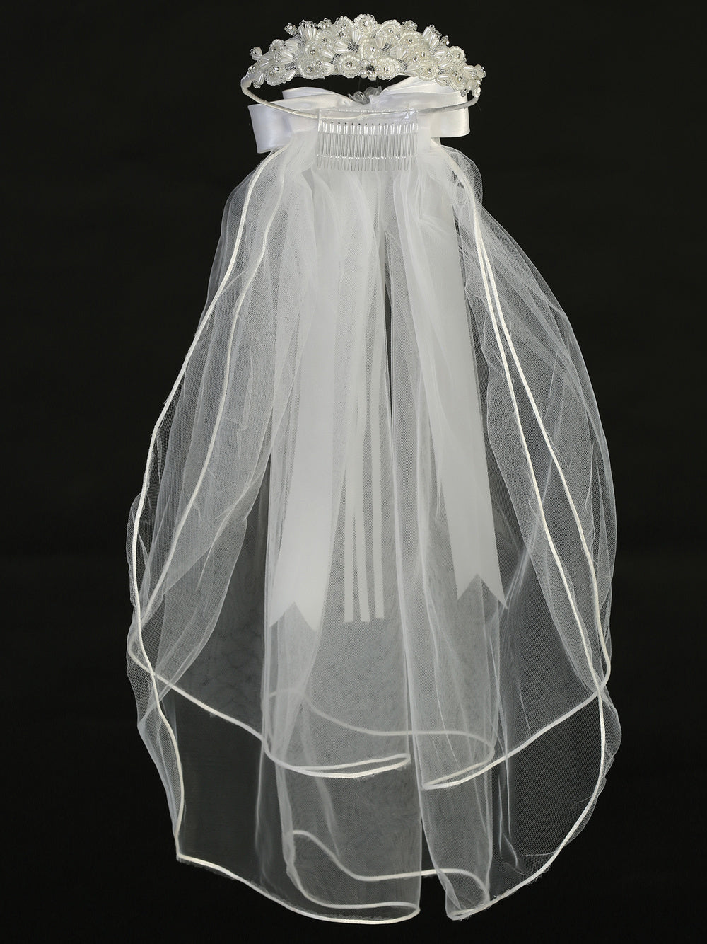 Girls’ 24" Beaded & Rhinestone First Communion Veil