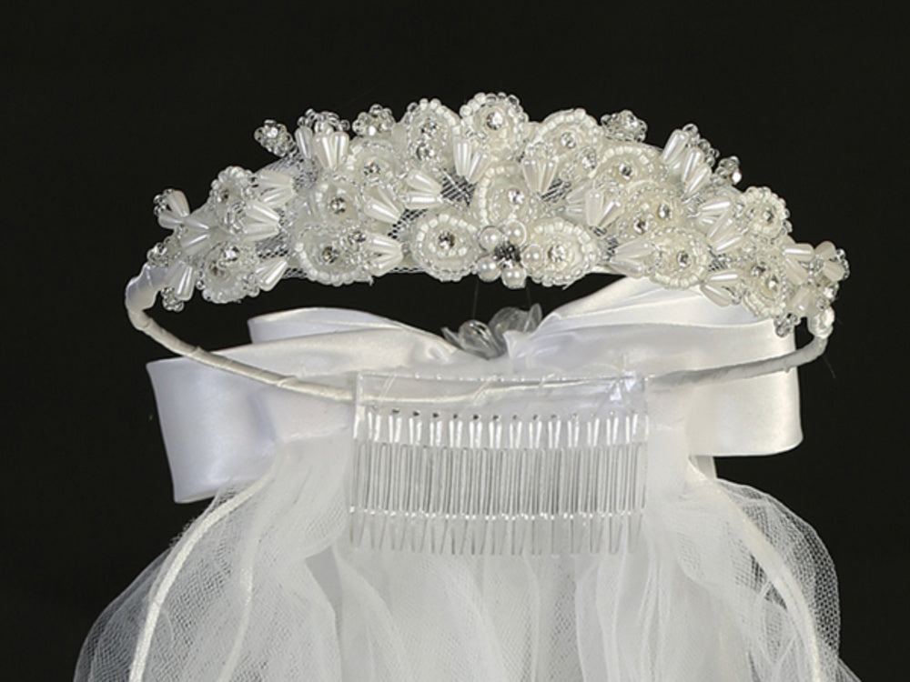 Girls’ 24" Beaded & Rhinestone First Communion Veil
