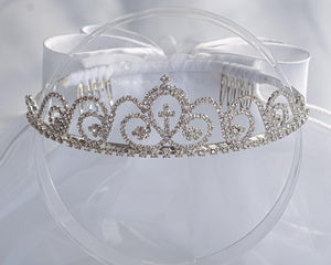 Girls' Rhinestone Cross Tiara with 24" First Communion Veil