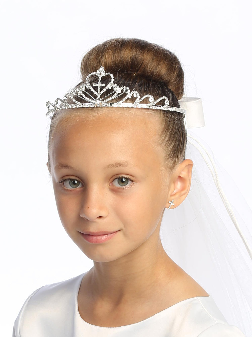 Girls' Rhinestone Tiara with 24" Communion Veil