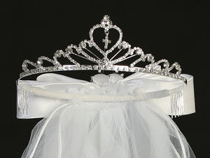 Girls' Rhinestone Tiara with 24" Communion Veil