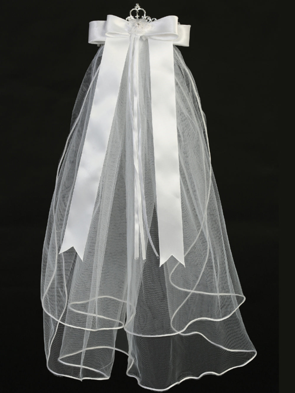 Girls' Rhinestone Tiara with 24" Communion Veil