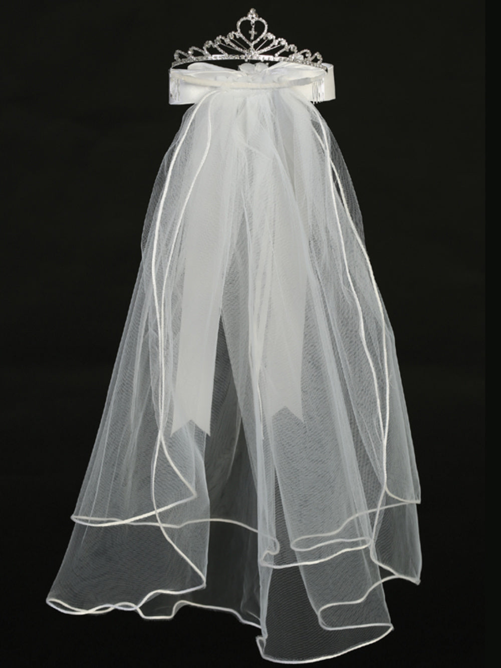 Girls' Rhinestone Tiara with 24" Communion Veil