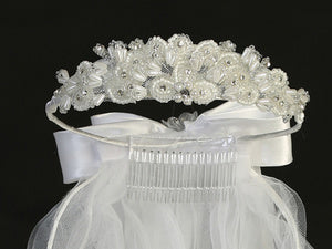 Girls’ 24" Beaded & Rhinestone First Communion Veil